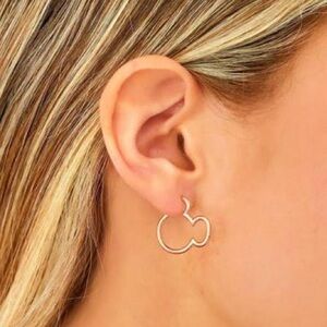 Mickey Shape Hoop Silver Earrings and Heart Shape Hoop Gold Earrings Set of 2